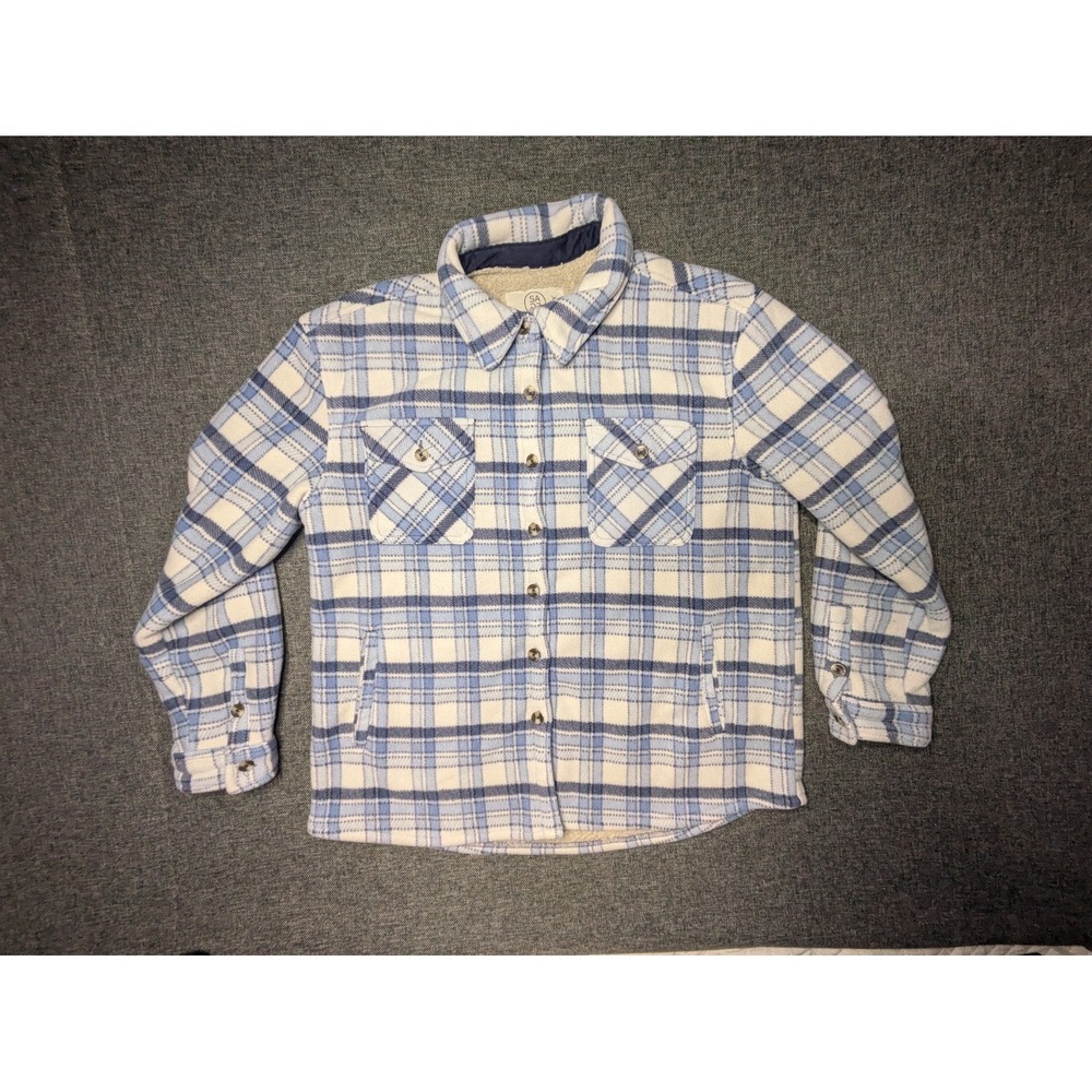 Sage‎ Collective Womens Plaid Fleece Lined Jacket Flannel Large Blue Shacket